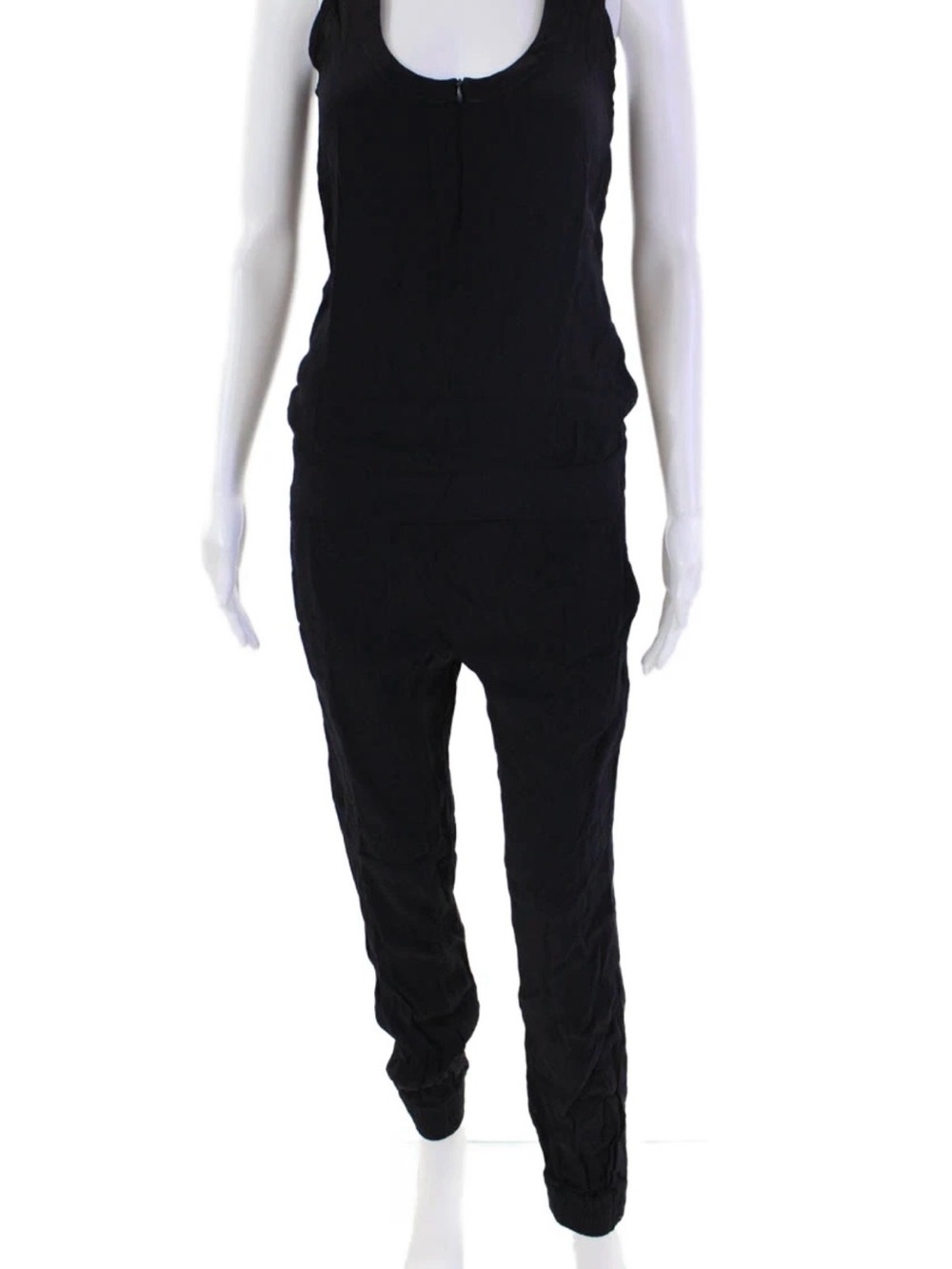 Monrow Crepe Black Sleeveless Zip-Front Jumpsuit Size Small - Picture 2 of 9